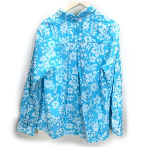 Tog Shop Blue White Button Down Top | Roll Tab - Picture 2 of 5